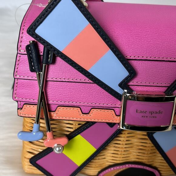 NWT💃Kate Spade Tee Time Wicker 3D Windmill Top-handle Bag - Picture 2 of 16